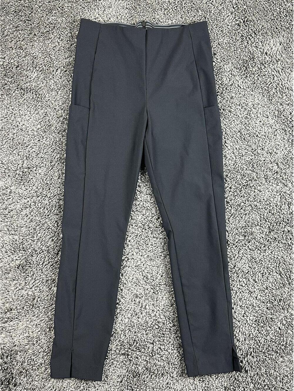 Athleta Wander Slim Pant Black Trek Tech High Rise Back Zip Ankle Slit Sz 4P